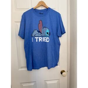 Disney Lilo & Stitch “I Tried” Blue Graphic Tee Unisex Size Large